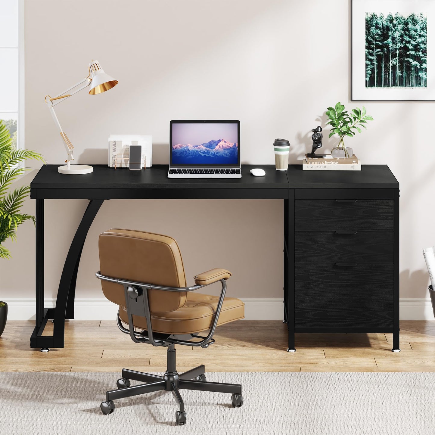 Tribesigns Computer Desk with 3 Drawers, 59-Inch PC Desk with Reversible Drawers, Industrial Study Writing Table Workstation with File Storage for Home Office (Black)