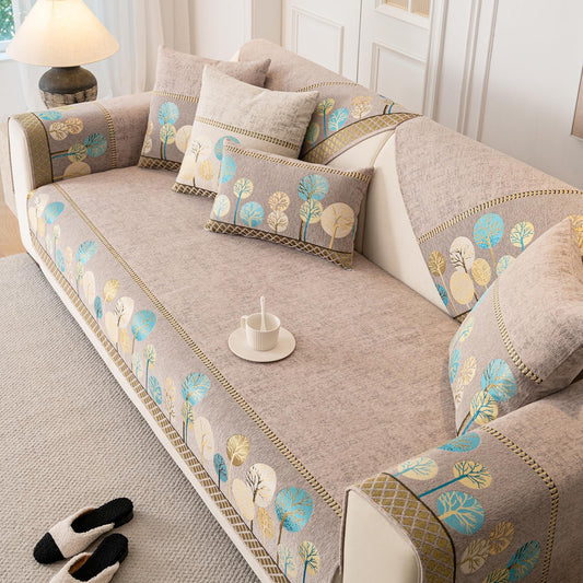 tianxinbaobei Boho Couch Cover, Non Slip Washable Sofa Covers, Chenille Couch Covers Quilted, Bohemian Sofa Slipcovers, Furniture Protector for Armrest and Backrest(Cream,28"x28",1pc)