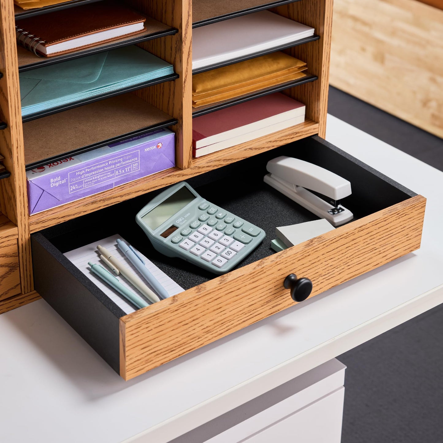 Safco, SAF9494MO, Adjustable Compartment Literature Organizers, 1 Each, Oak