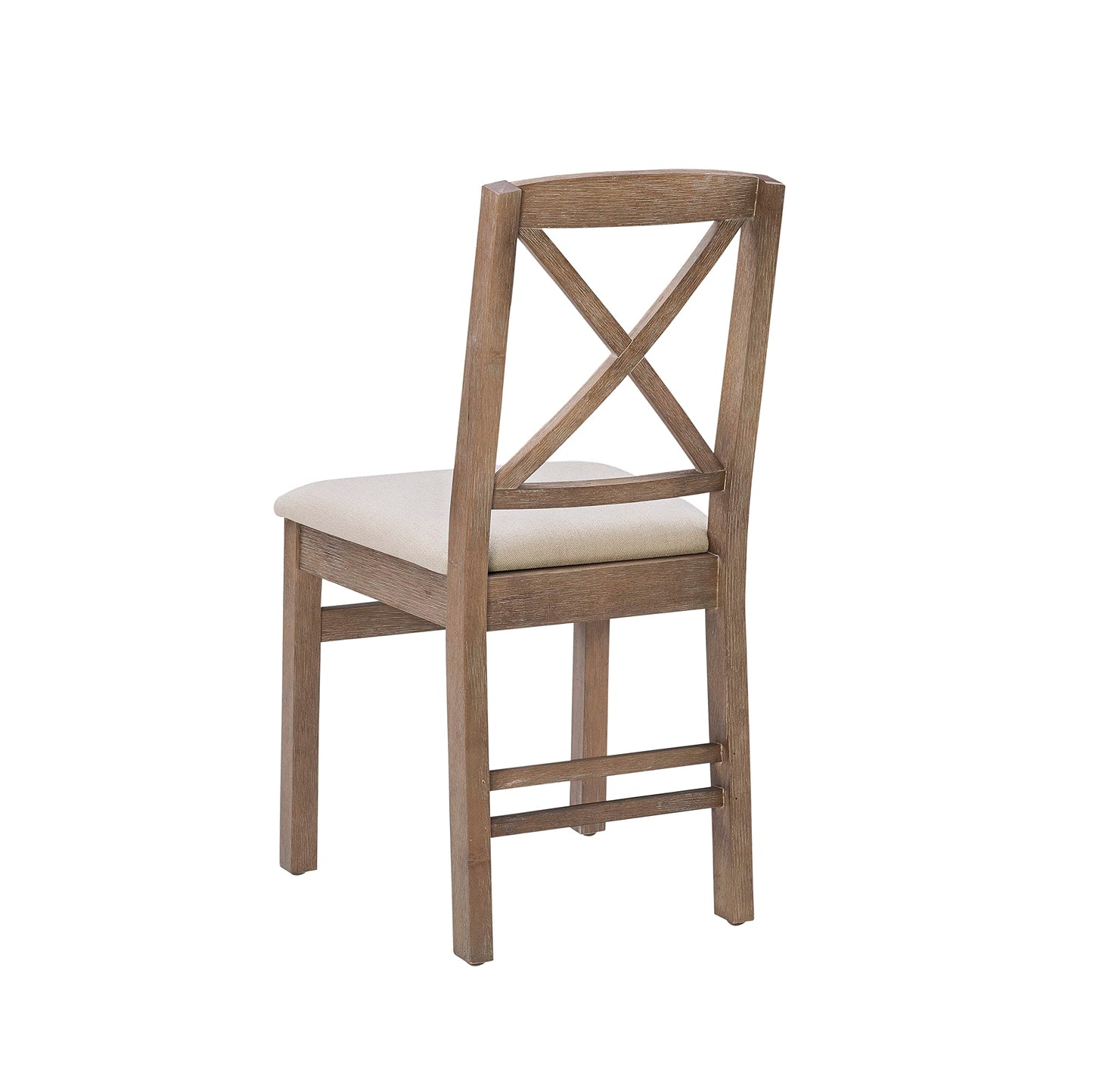 Linon Triena Greywash X Back Dining Chair with Beige Upholstered Seat, Set of 2