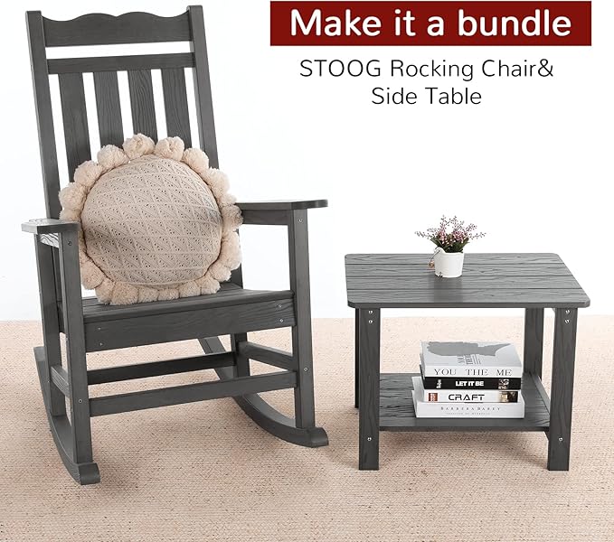 Stoog Outdoor & Indoor Rocking Chairs Set of 2, All-Weather Porch Rocker