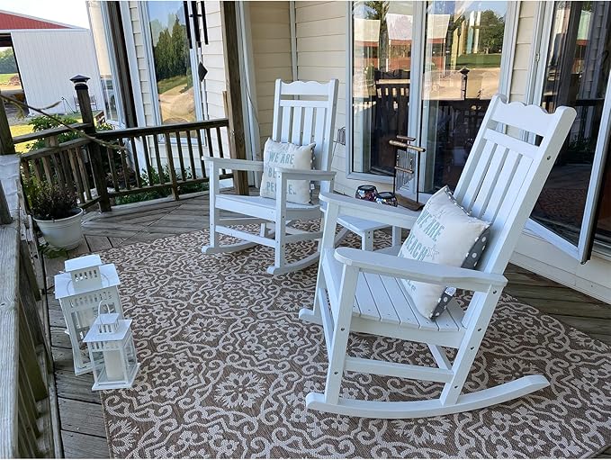 Stoog Outdoor Rocking Chairs Set of 4, All-Weather Resistant Porch Rocker