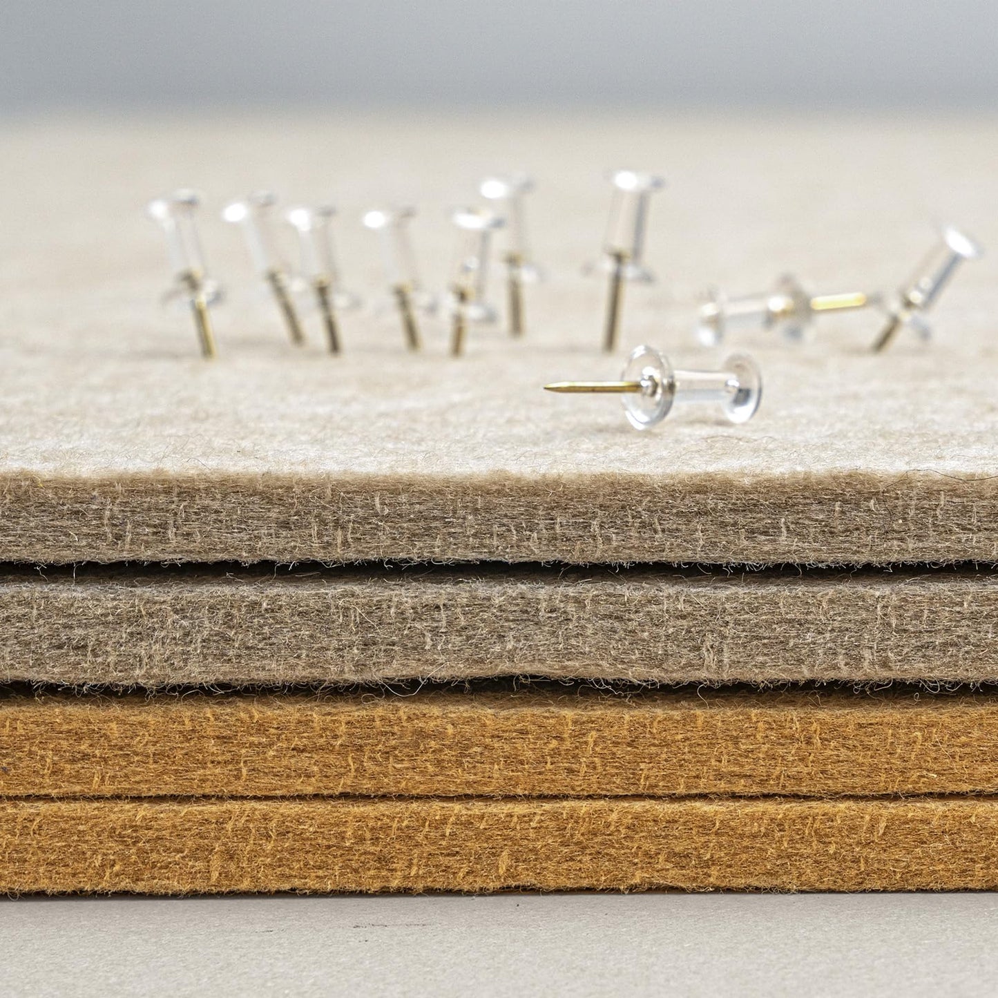 Lightomorrow Bulletin Board, 35 x 17 1/2 inches Felt Board - Decorative Pin Board, Cork Board Alternative for Wall, Foldable Self-Adhesive Vision Board Prayer Board with 20 Pushpins Beige Brown