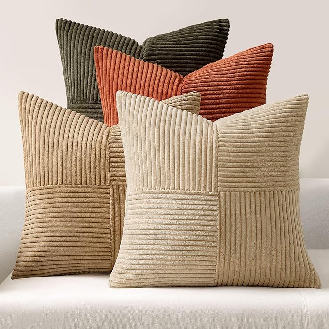 MIULEE Rust-Olive Green Decorative Throw Pillow Covers 16x16 Inch Set of 4 Boho