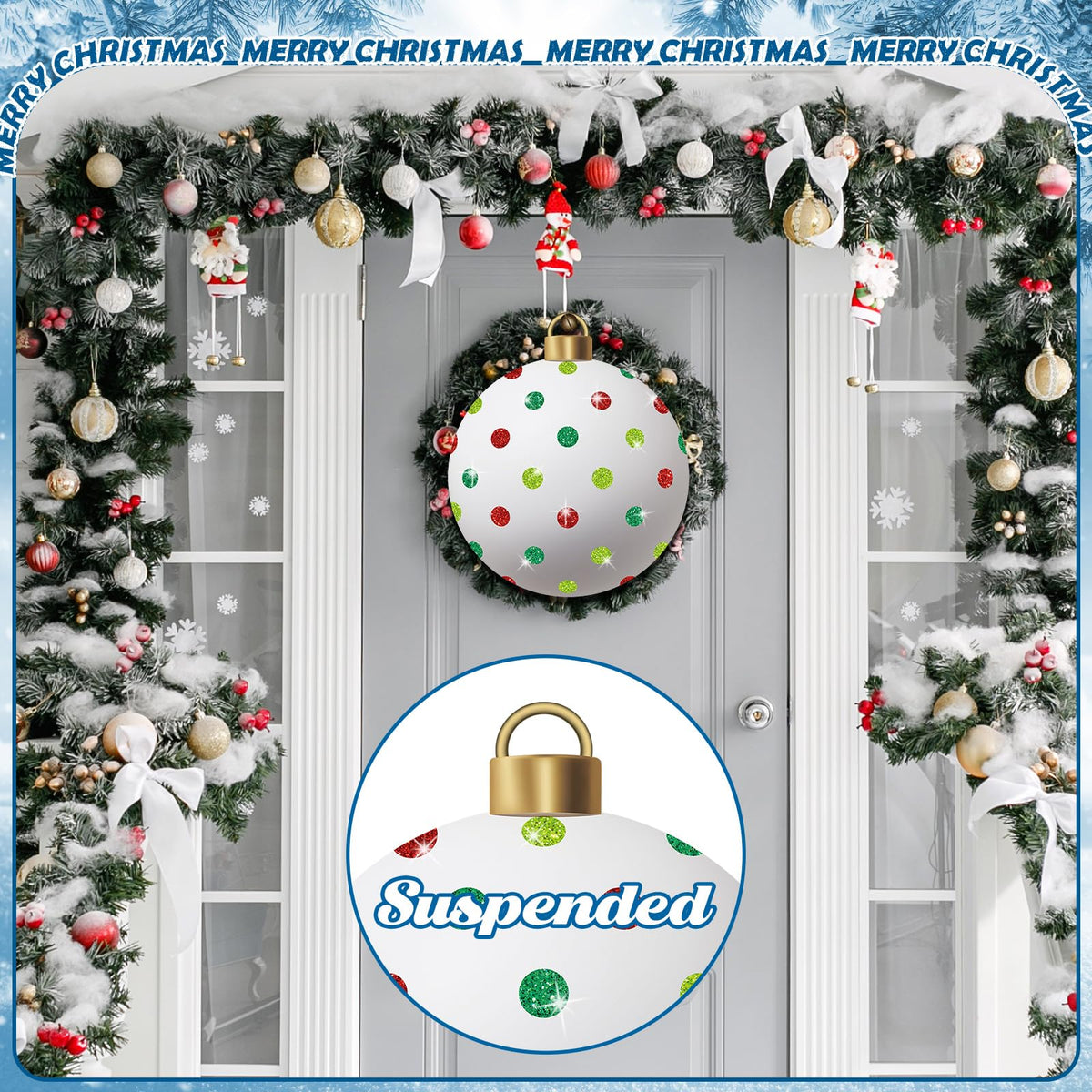 Nuanchu 4 Pcs Metal Christmas Balls Yard Signs Glitter Xmas Yard Sign Stake 21.3 Inches Xmas Waterproof Lawn Signs Christmas Outdoor Decorations for Outside Garden Patio Holiday Home Party Decor