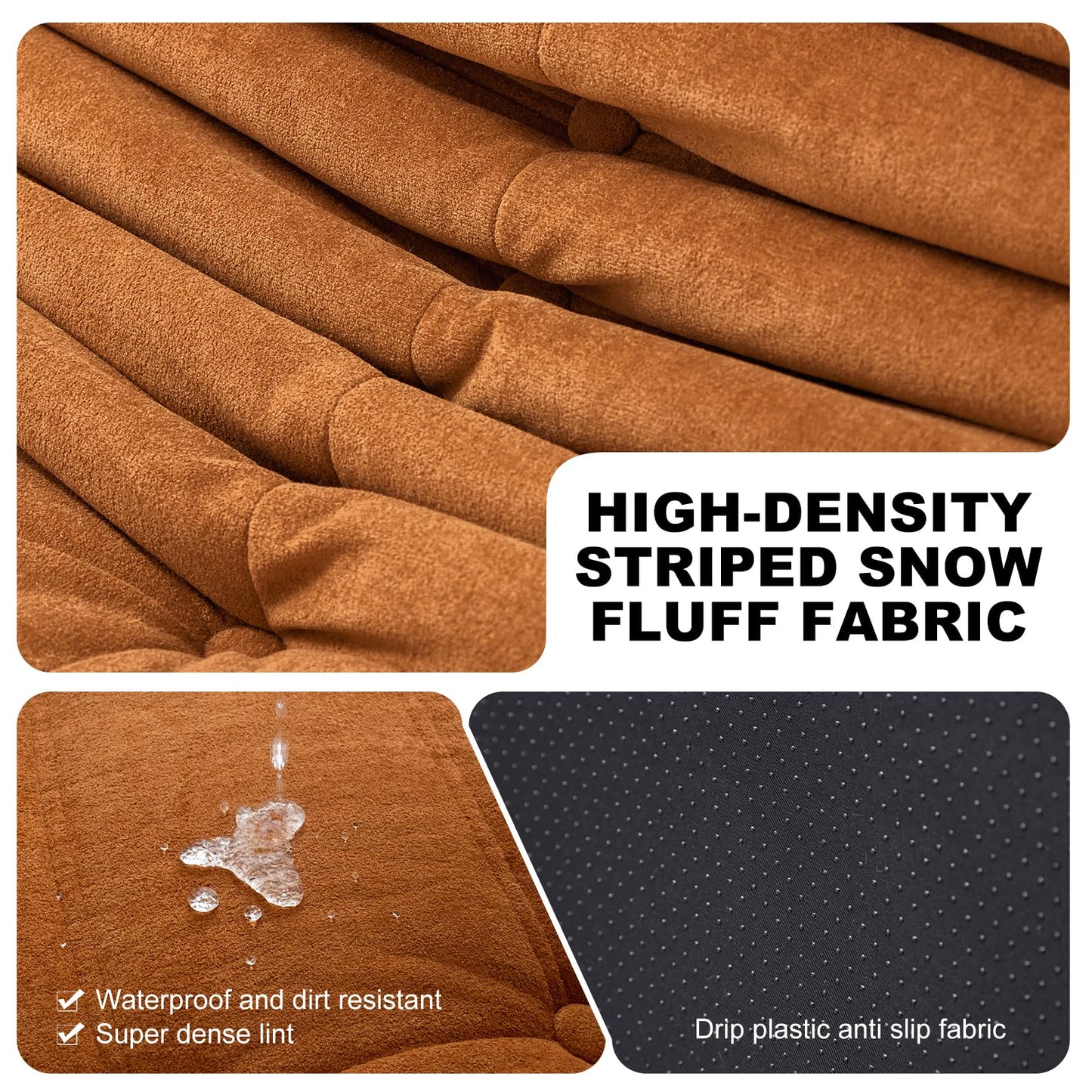 Full Foam Loveseat Sofa,Adults Bean Bag Chairs Floor Couch with Soft Waterproof Fabric,Armless Fireside Lounge Chair for Living Room,Apartment and Office (DarkOrange)