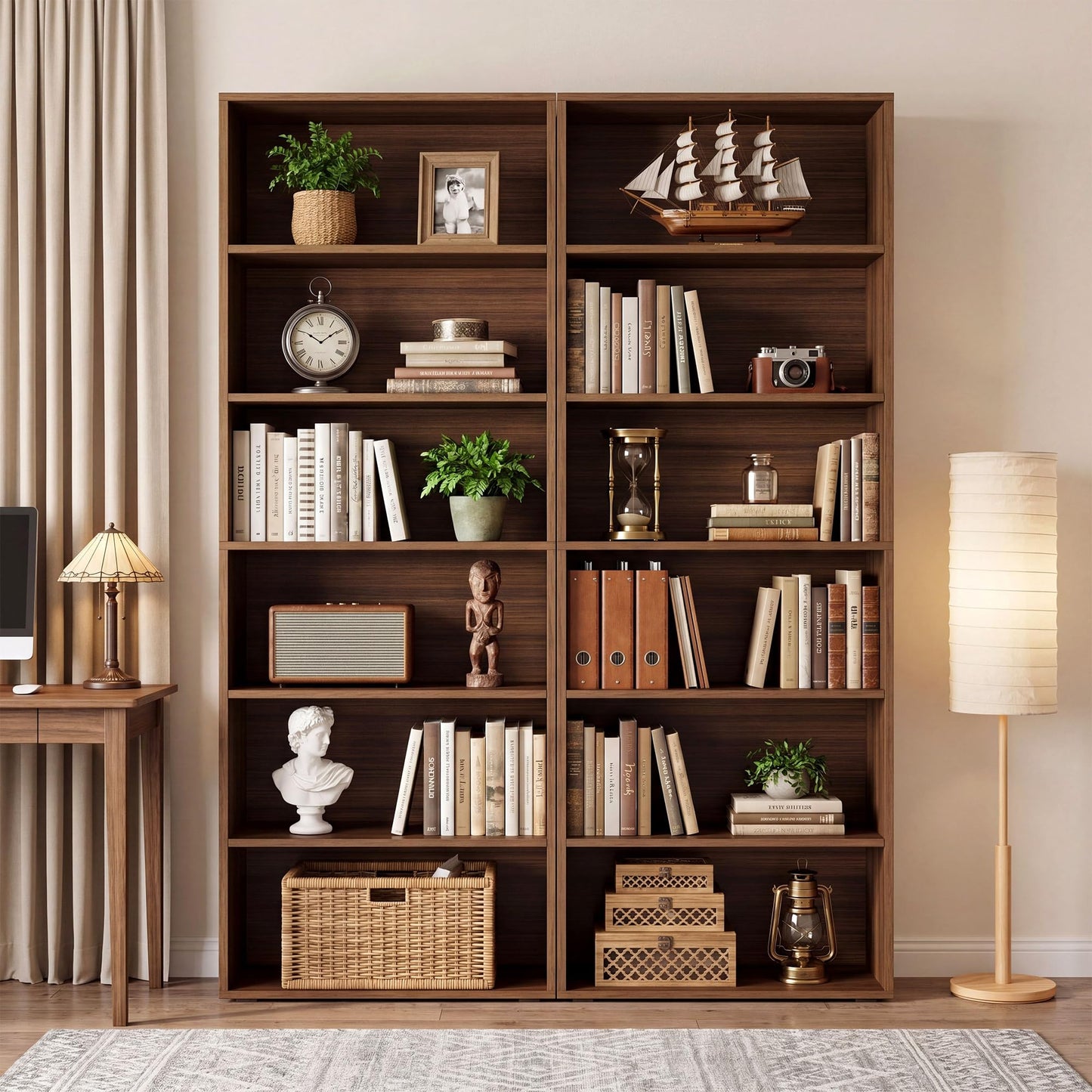 IRONCK Bookshelves and Bookcases Floor Standing 6 Tiers Display Storage Shelves 70 in Tall Bookcase Home Decor Furniture for Home Office, Living Room, Bed Room