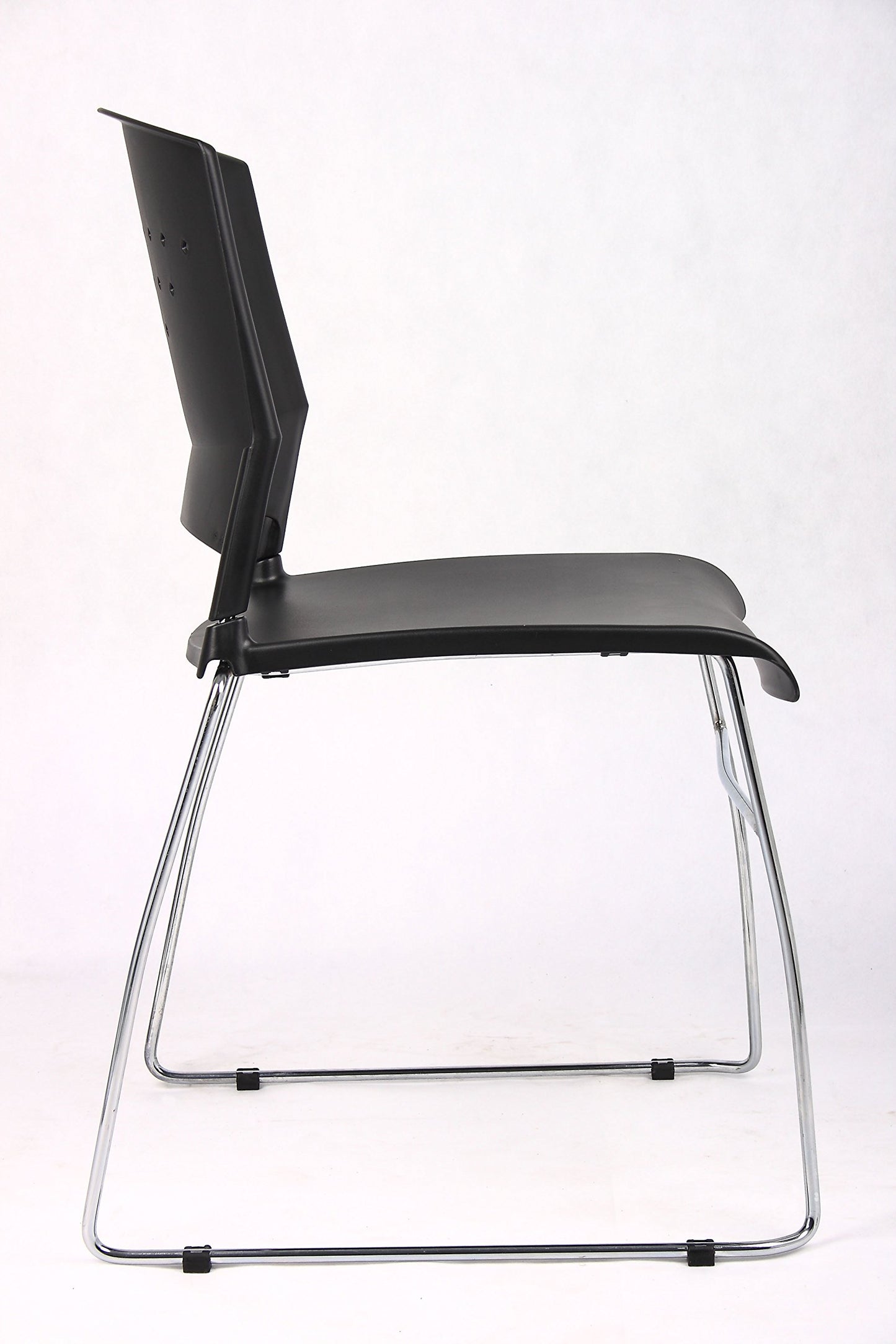 Boss Office Products Chrome Frame Stack Chair 2 Pack in Black