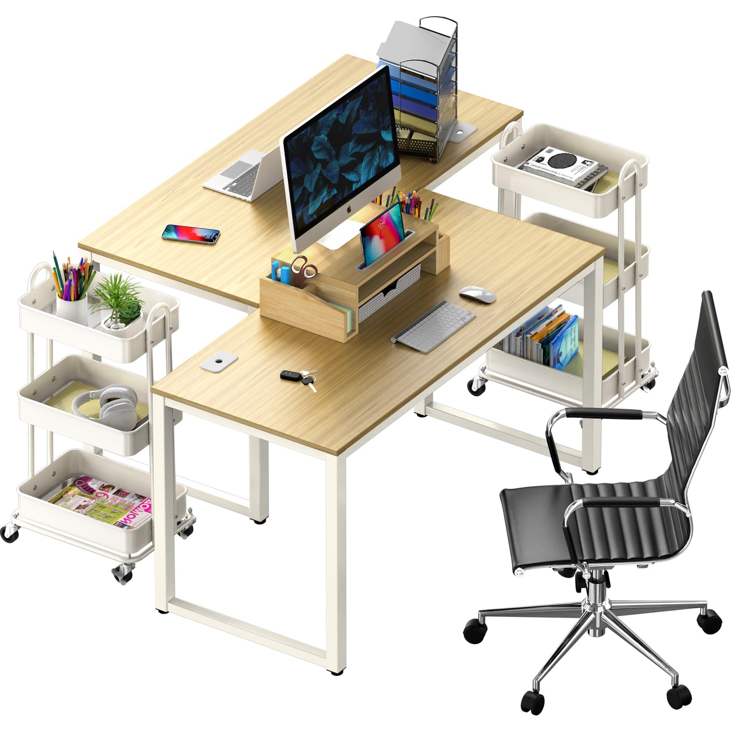 SHW 48-Inch Commercial-Grade Office Computer Desk, Oak
