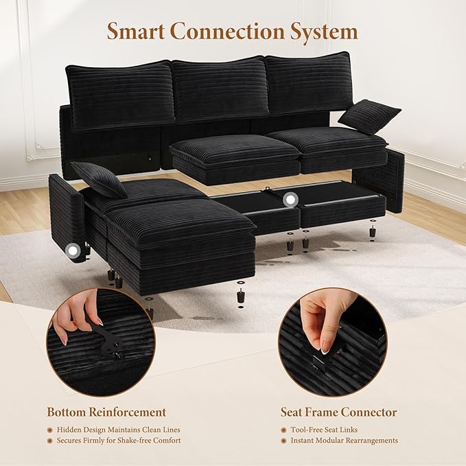 Vesgantti 108" Modular Cloud Couch, Deep Seat Sectional Sofa