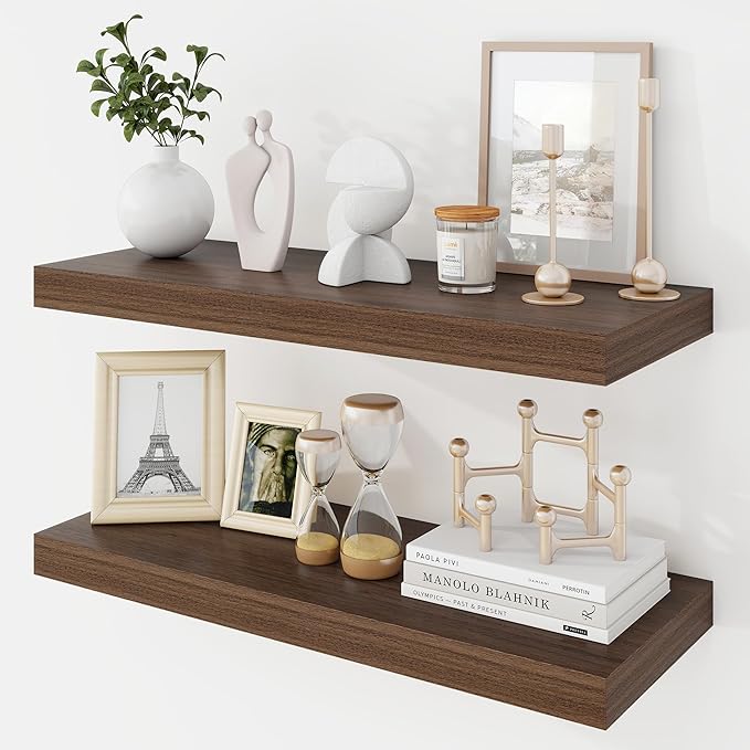 Acovy 24 Inch Floating Shelves, 9.3" Deep Floating Shelf Wall Mounted, Rustic
