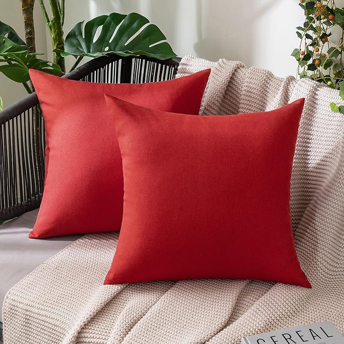 MIULEE Pack of 2 Decorative Outdoor Solid Waterproof Throw Pillow Covers Euro