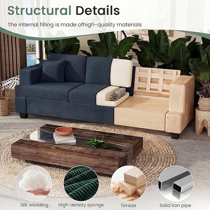 YOUDENOVA Sofa, 3 Piece Set Comfy Sofa, Loveseat & 2 3-Seater Couch