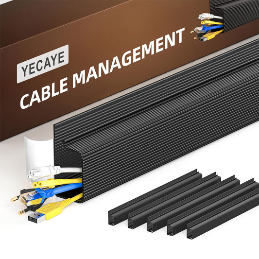 YECAYE 6 Pack Cable Management, Cord Organizer, Cable Organizer, Adhesive Mount Cord Organizer for Desk, No-Drill Desk Wire Management for Home Office, Baby proofing, Black