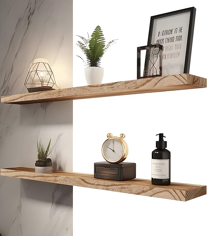 YYWUOJJ Wood Floating Shelves for Wall, Rustic Wall Shelves for Bedroom