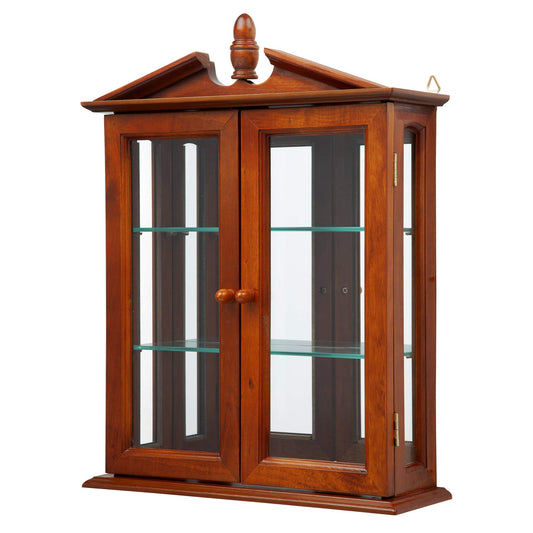 Design Toscano Amesbury Manor Glass Wall Mounted Storage Curio Cabinet, Mahogany
