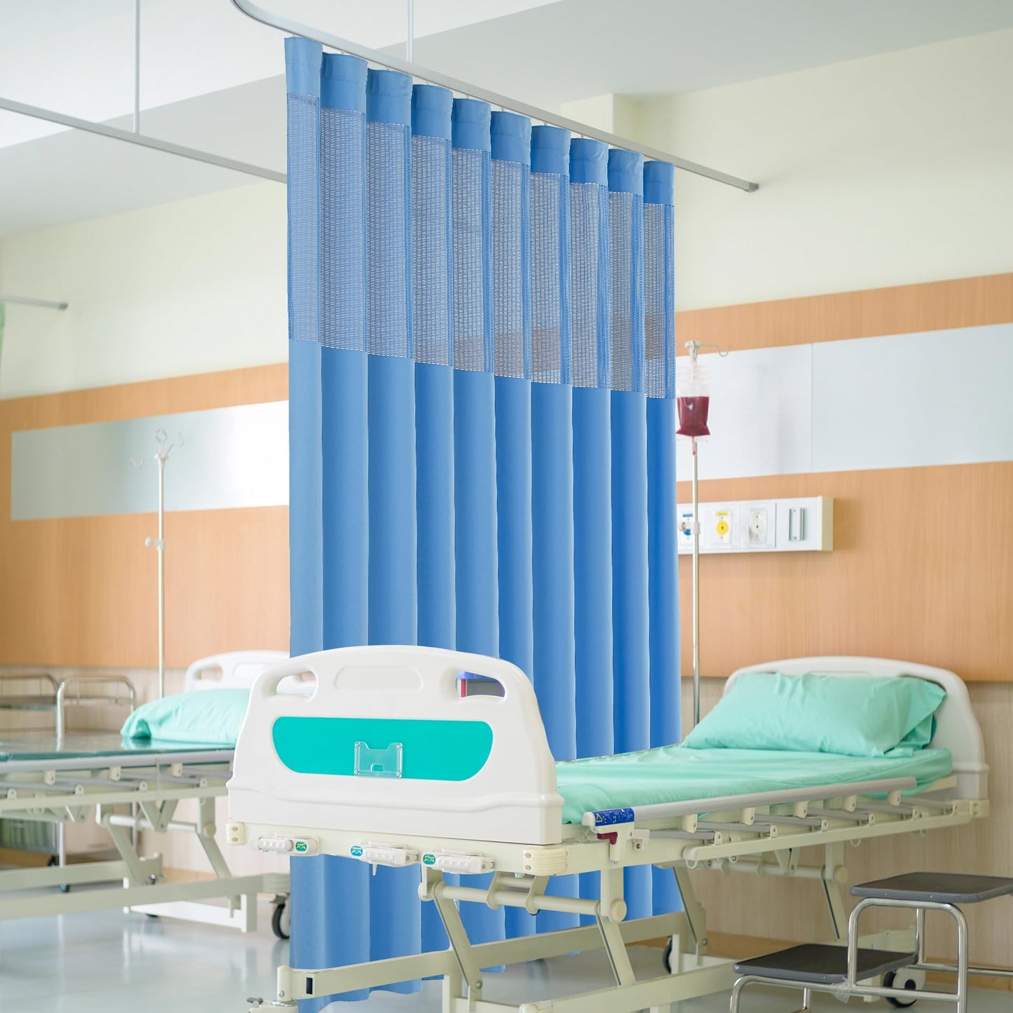 Phating Flame Retardant Hospital Curtains Room Divider, Cubicle Divider Privacy Medical Curtains for Hospital, Clinic, Lab(1 Panel, 15x8FT,Dark Blue)