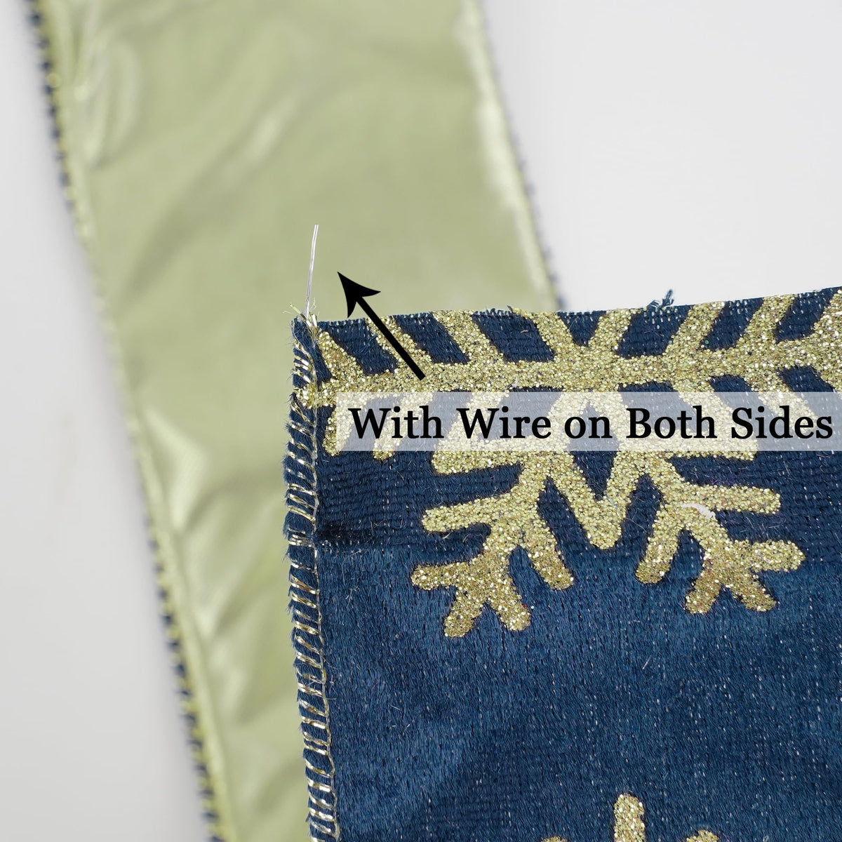 AIMUDI Navy Blue Velvet Ribbon 2.5 Inch Navy and Gold Snowflake Christmas Wired Ribbon for Gift Wrapping, Wreaths, Christmas Trees, Garlands, Holiday Crafts, Topper Bows, Home Decor 10 Yards