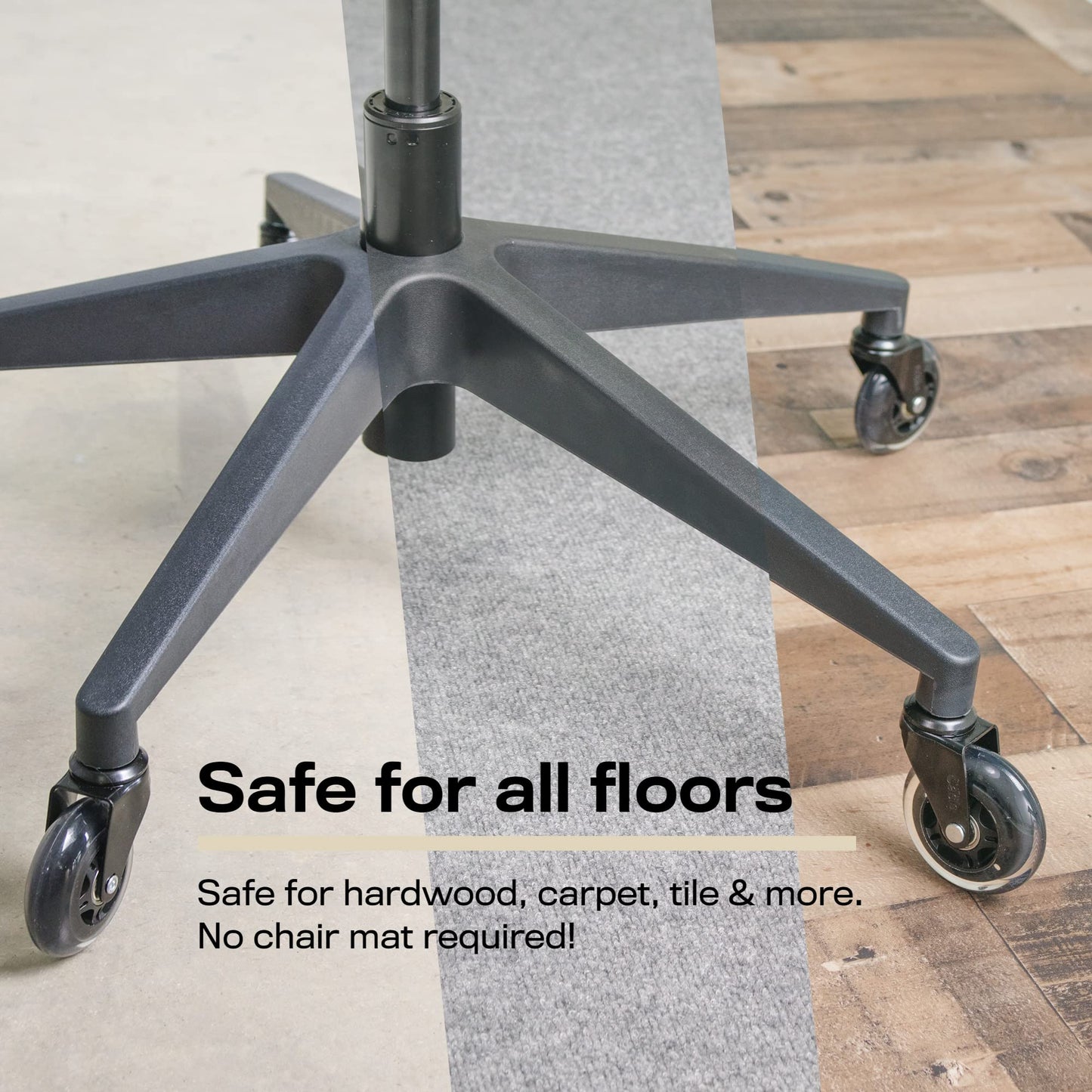 The Office Oasis Original Rollerblade Office Chair Wheels (As Seen On PBS) - Smooth & Quiet Casters - Safe for Hardwood Floors & Carpet - Easy Installation with Universal Fit - Set of 5 - Black