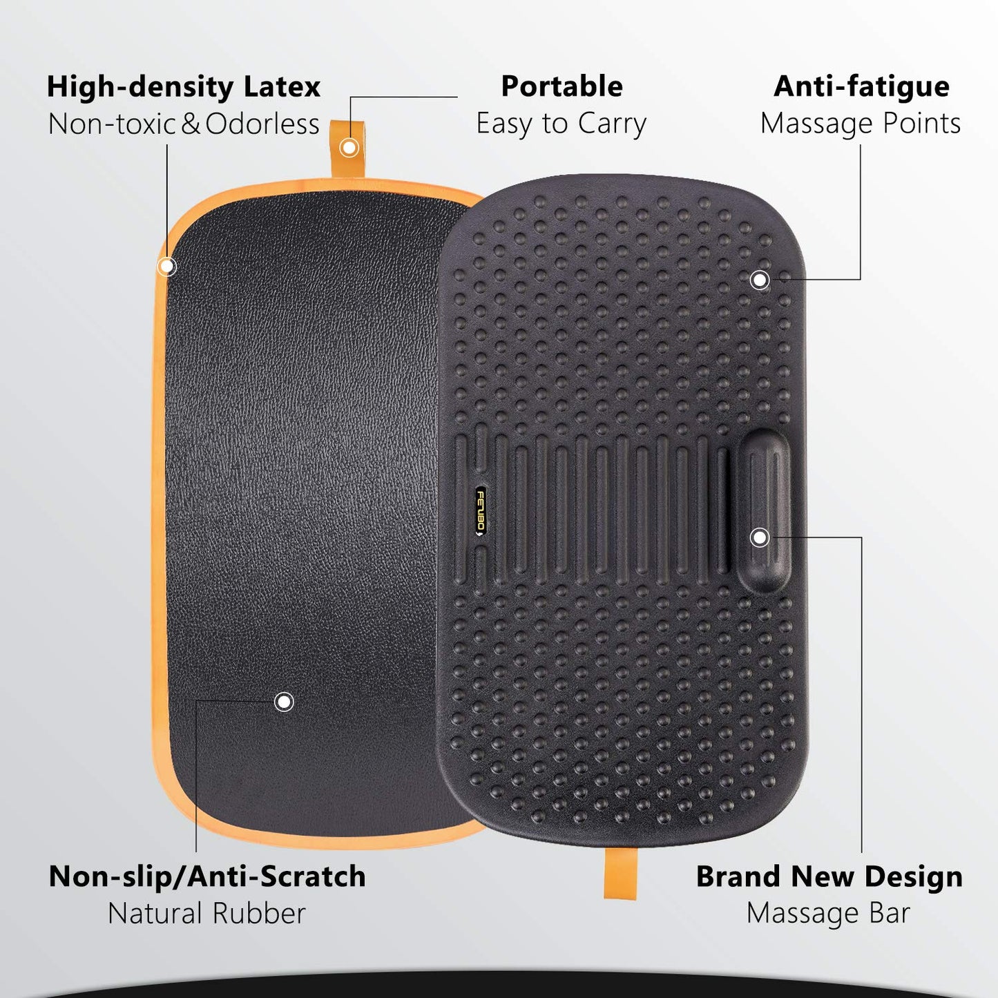 FEZIBO Standing Desk Mat Balance Board, Anti Fatigue Mat Standing Desk Office, Wobble Board with Ergonomic Design (Large, Obsidian Black)