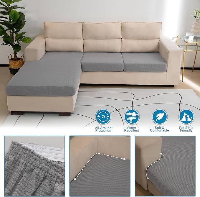 Water Repellent Couch Cushion Cover 3 Pieces Sofa Seat Cushion Covers, Stretch