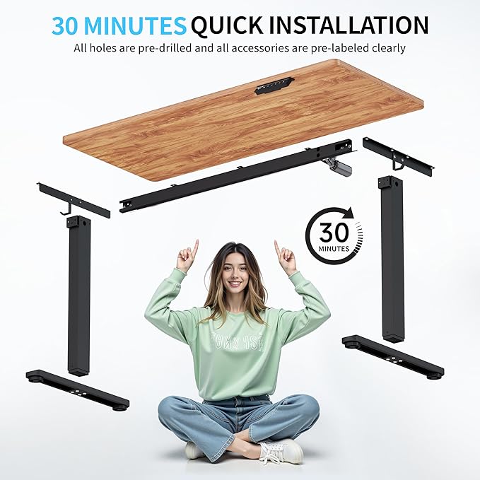 BIZUM Electric Standing Desk, 55x24 inches Height Adjustable Desk, Sit to Stand