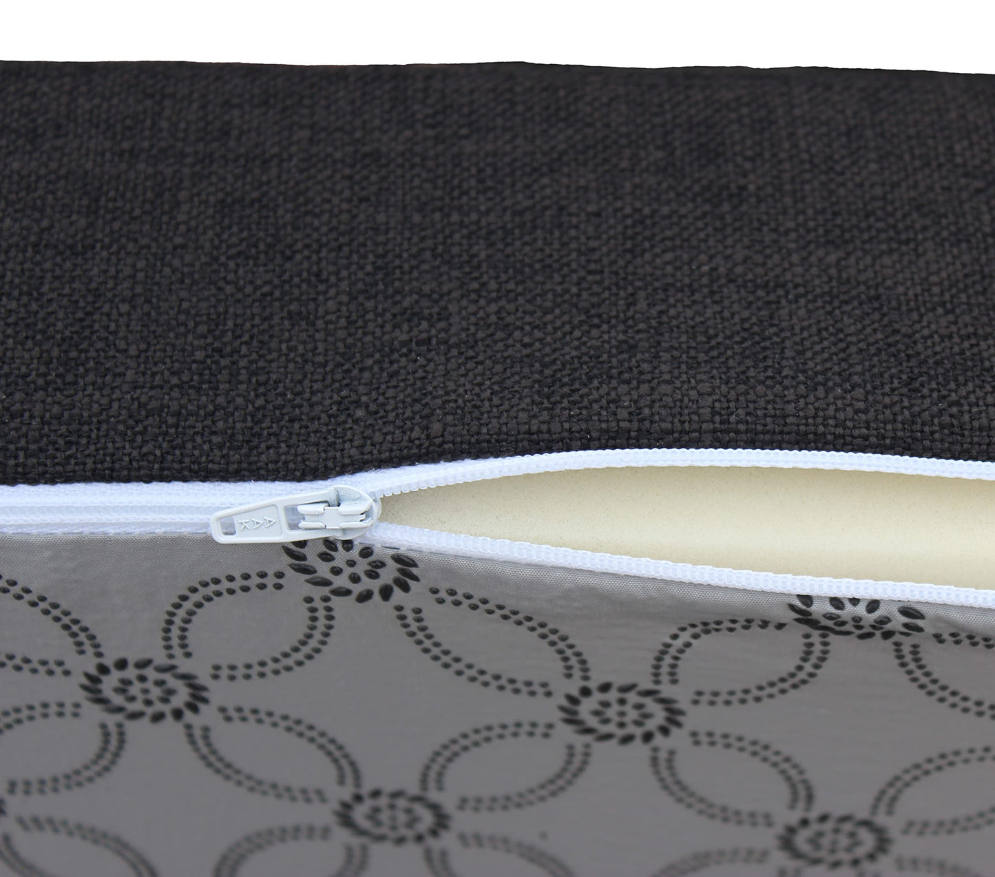 Kiyeocca Custom Cushion for Indoor Outdoor, Non-Slip Bay Window Seat Cushion, Replacement Foam Pad, Sofa Booster Cushion with Piping, Black