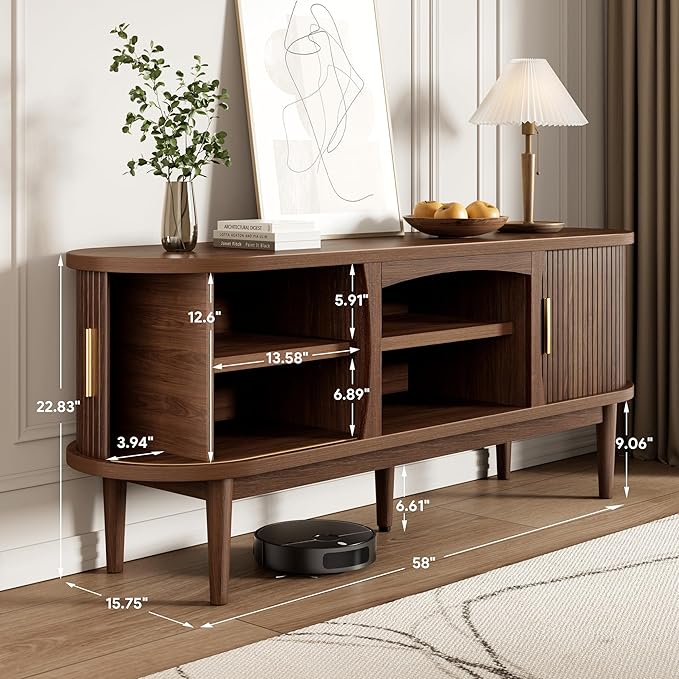Decofy Mid Century TV Stand for TVs up to 65 Inches, Entertainment Center