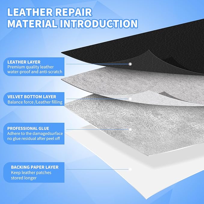 Kangshoon Leather Repair Patches, 17X395 Inch Self-Adhesive Leather Repair Tape
