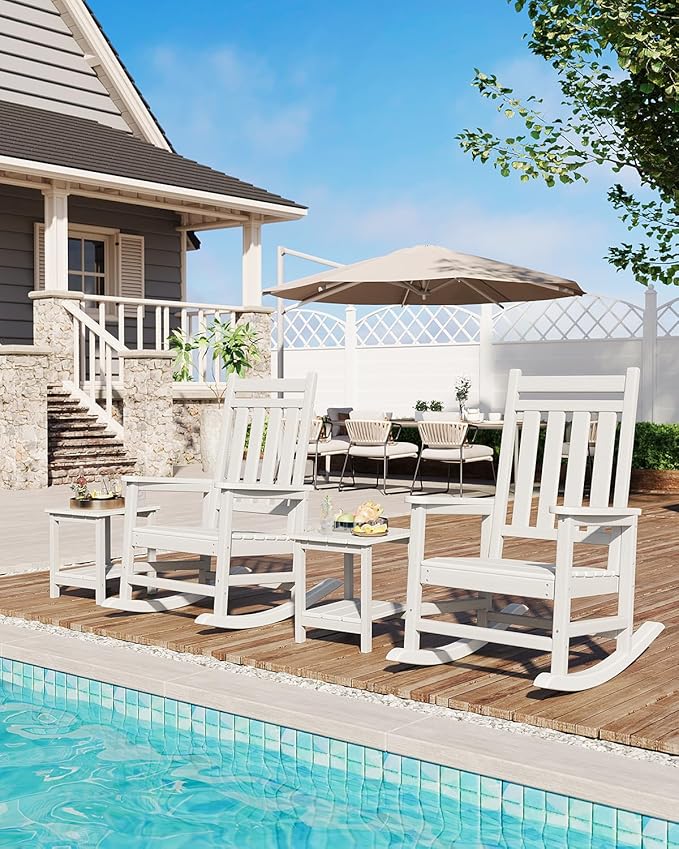 GarveeLife Poly Lumber Rocking Chair Outdoor Set of 4