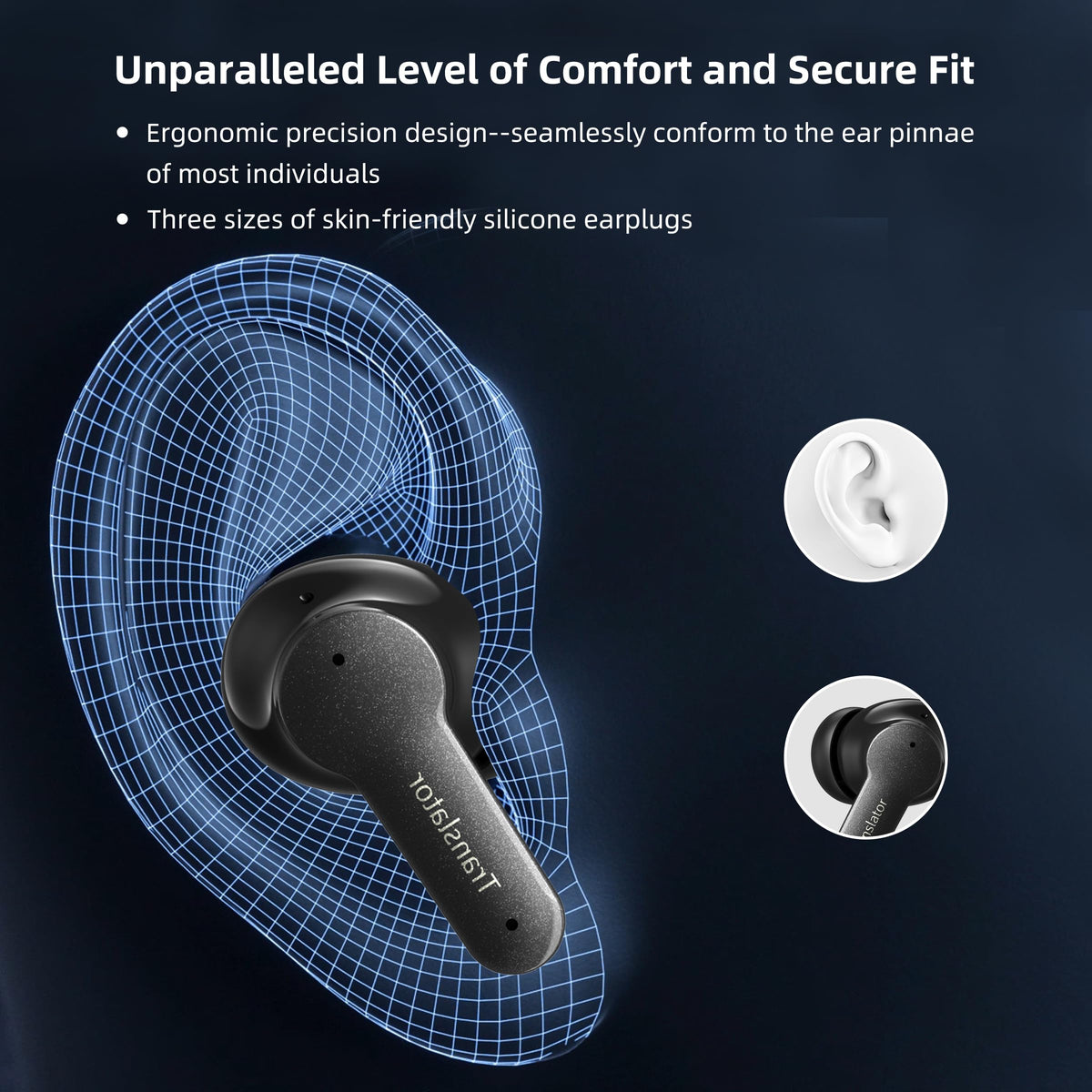 ANFIER Offline AI Translator Earbuds M3 Language Translator Device Translation Earbuds Real Time Support 144 Languages No Subscription Required (with Lifetime Free Offline Translation Black)