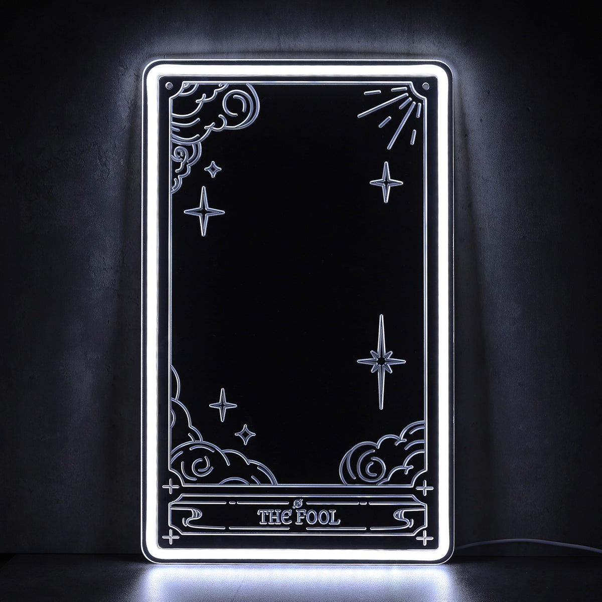 Kavaas Tarot Mirror Neon Sign - Cold White Mystical LED Neon Light for Occult Room Wall Decor, Witchy Art Spiritual Room Decor, Best Gifts for Fortune Teller, Tarot Enthusiast