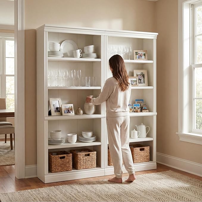 Furniwell Bookcase Bookshelves, 5-Shelf Tall Bookcase 71" Wood Open Display