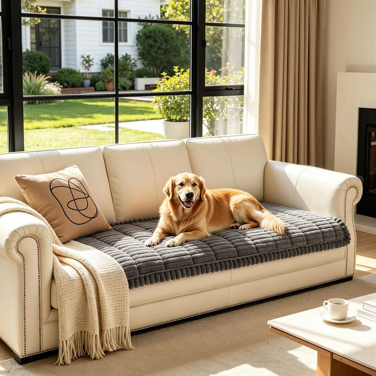 SUBRTEX Couch Cover for Dogs, Non-Slip Sofa Mat Washable, Thick Sofa Slipcover Cushion Protector Pet-Friendly (Gray, 27.6"x59.1")