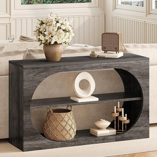 Console Table, 55-Inch Entryway Tables 3-Tier Wood Narrow Sofa Tables