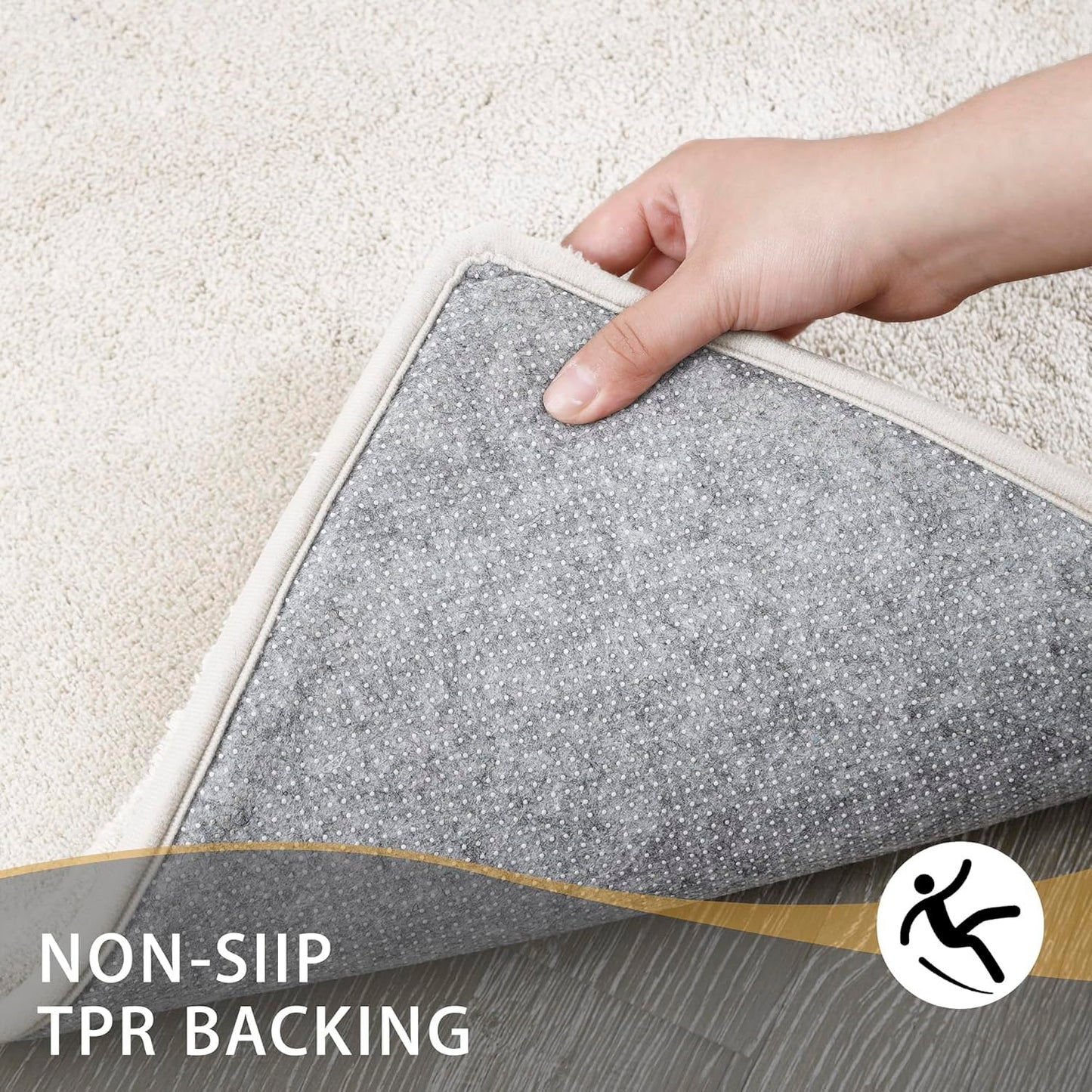 MINIDEAR Toilet Rugs 24x20 - U Shaped Beige Thick Memory Foam Contour Rugs,Ultra Soft & Plush Fluffy, Non-Slip, Quick Dry, Absorbent Washable Floor Microfiber Mat for Home Decor Accessories