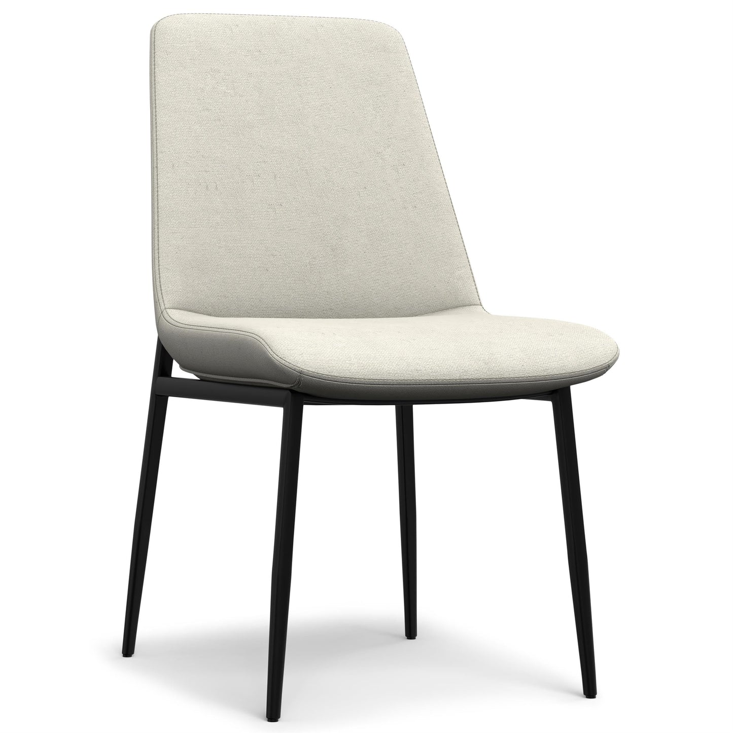 SIMPLIHOME Savannah Dining Chairs - Upholstered Black Metal Frame and Linen-Style Fabric Chair Set in Natural, Modern Dining Room Seating with Armless Ergonomic Design and Padded Seat (Set of 2)