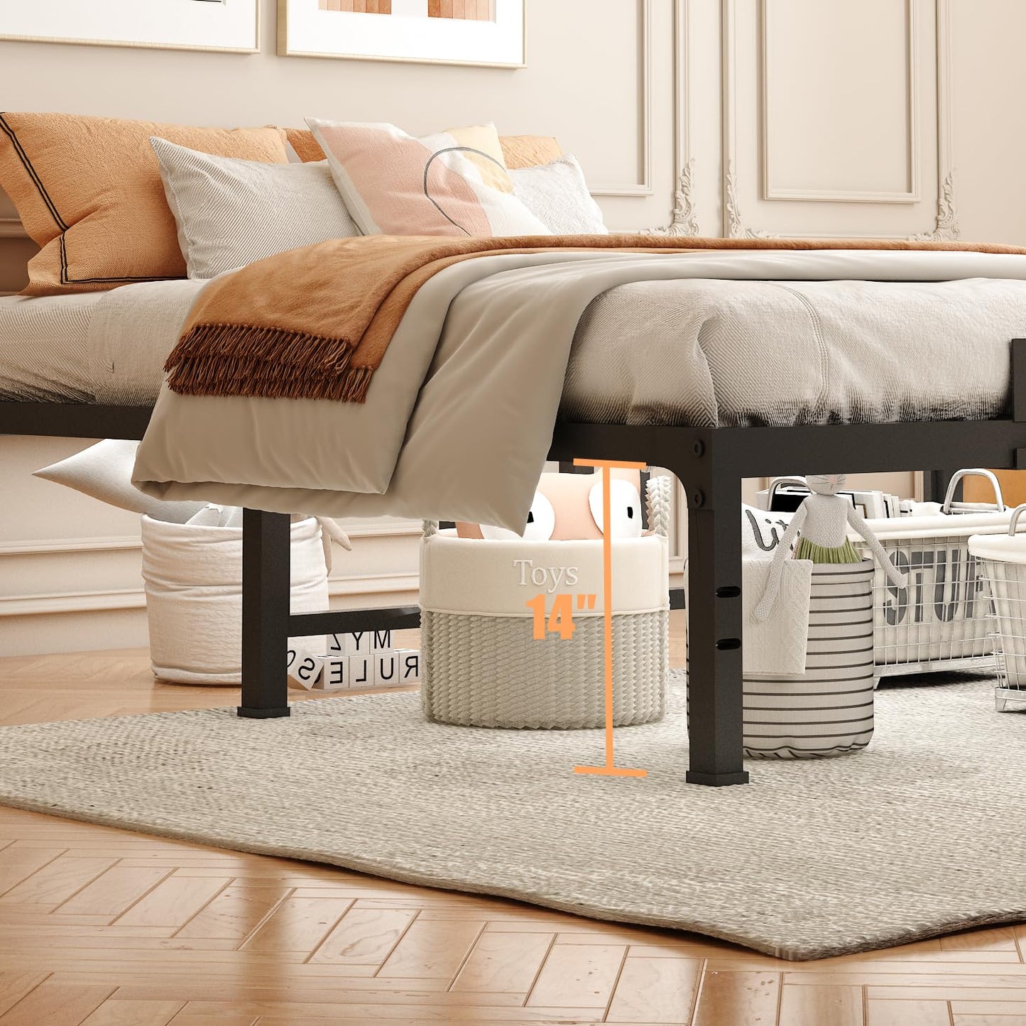 FUIOBYVV Twin Bed Frames,16 Inch Heavy Duty Metal Platform Bed Frame Twin Size Support Up to 3500 lbs,No Box Spring Needed,Headboard Compatible,Steel Slat Support,Noise Free,Easy Assembly