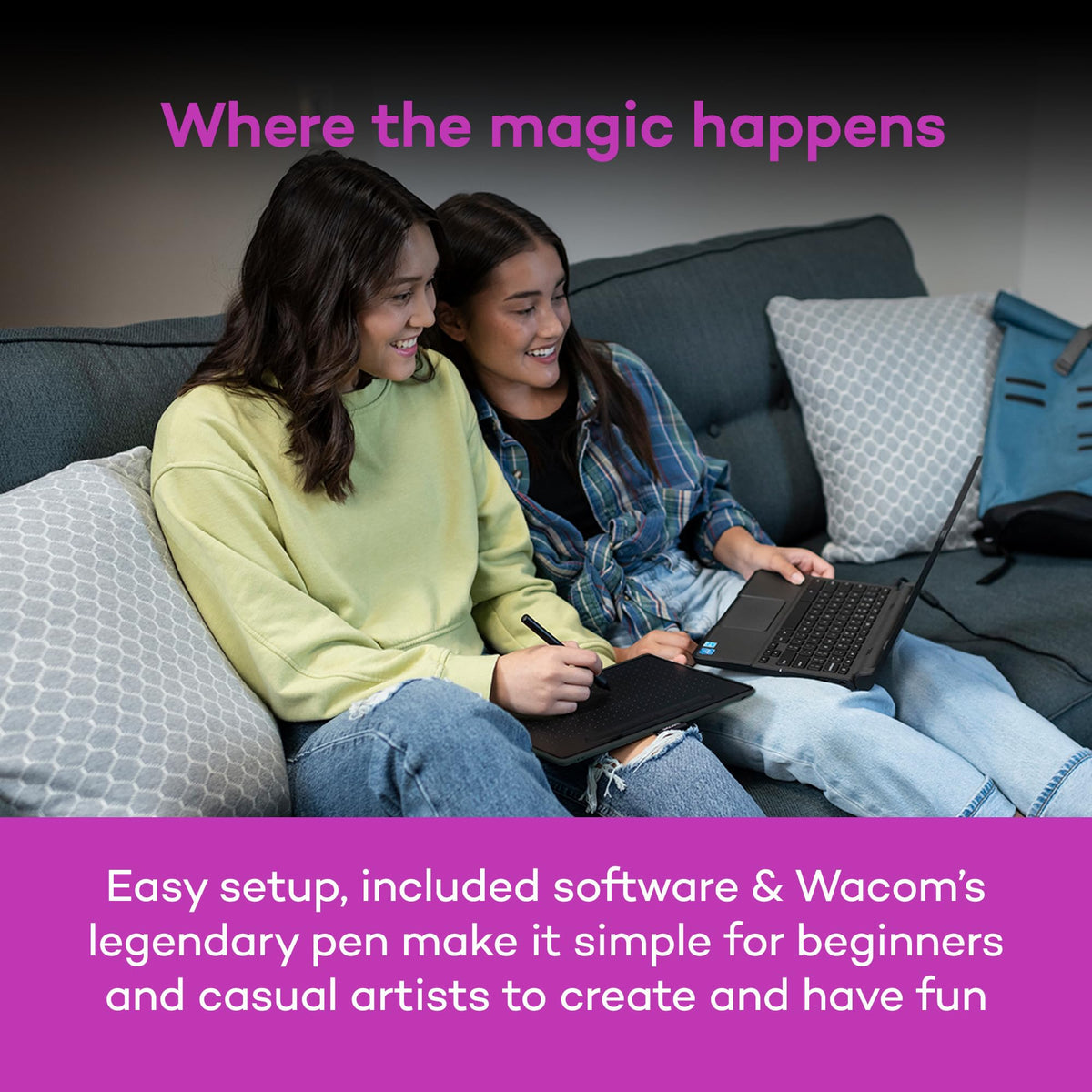 Wacom Intuos Small Bluetooth Graphics Drawing Tablet, 4 Customizable ExpressKeys, Portable for Teachers, Students and Creators, Compatible with Chromebook Mac OS Android and Windows - Black
