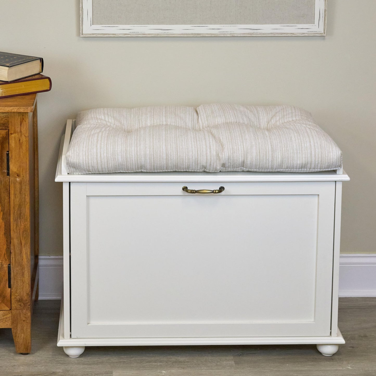 Klear Vu The Gripper Non-Slip Tufted Bench Cushion for Indoor Furniture, Assembled in USA, Entryway Storage, Bay Window, Corner Nook or Piano Seat, 27 Inches, Chenille Cream