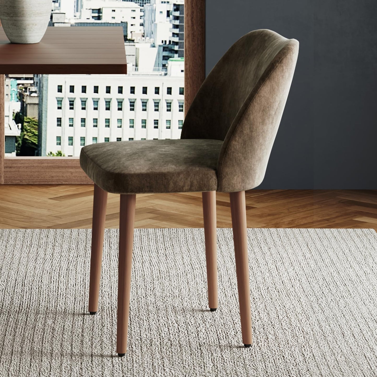 MINPINSER Dining Chairs Set of 2, Comfortable Dining Room Chairs, Modern Kitchen Chairs with Thick Cushions, Leveling Feet and Side Wing Support, Solid Wood Legs, Armless Dining Side Chairs