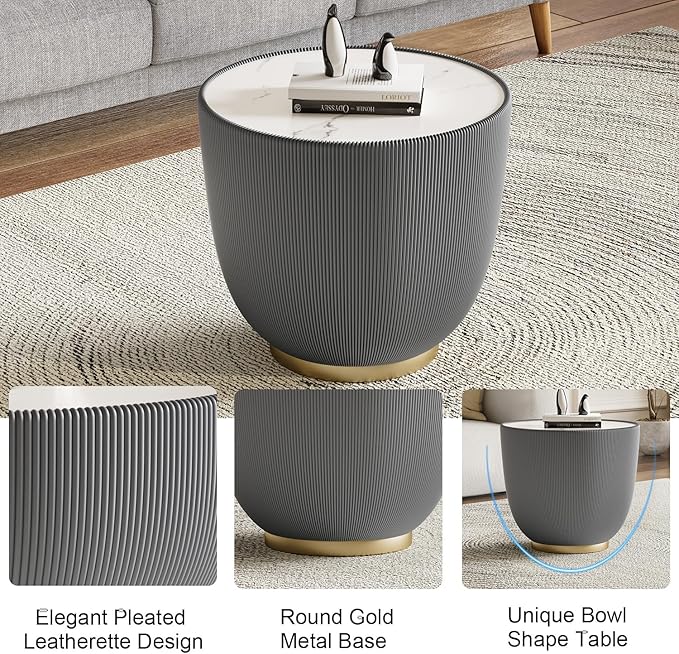 SSLine Bowl-Shape Coffee Table Set of 2 Modern Sintered Stone Top Nesting
