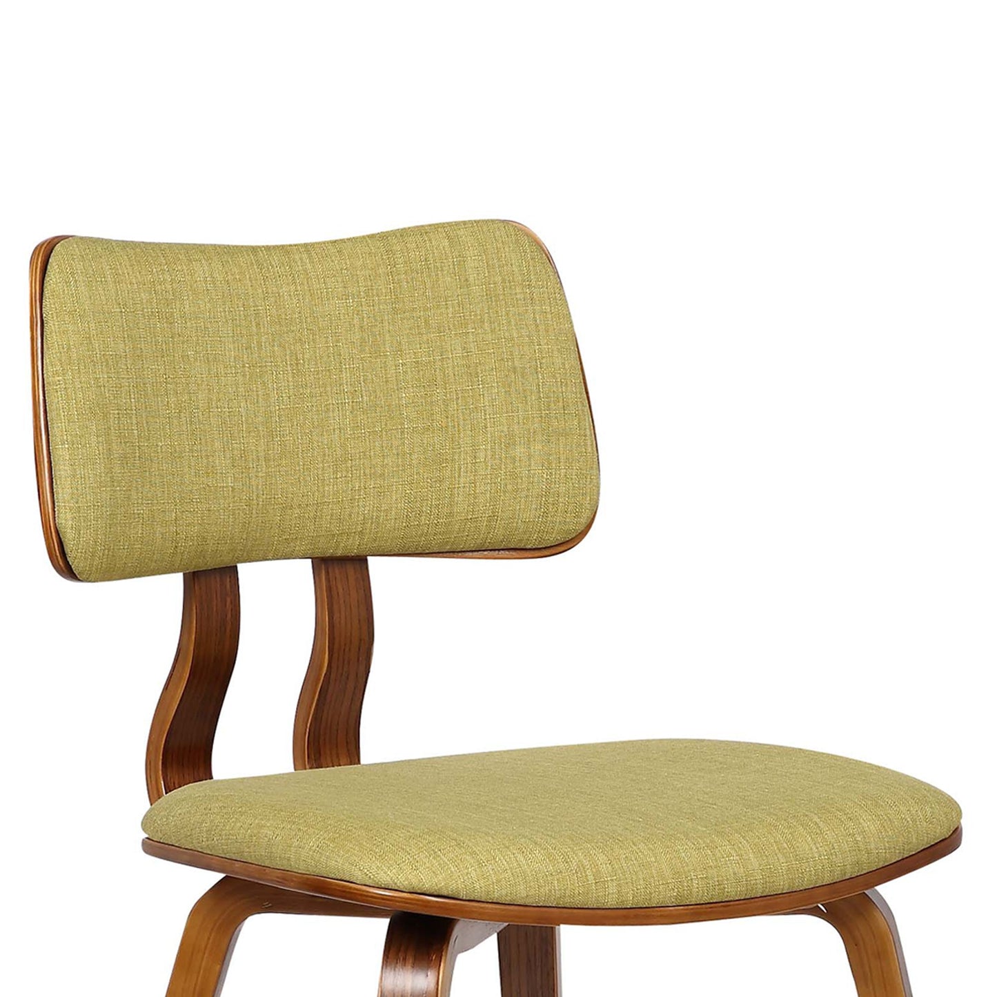 Armen Living Jaguar Mid-Century Dining Chair in Walnut Wood and Green Fabric