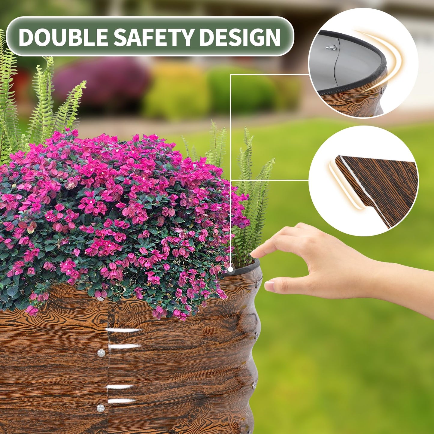 1MORE Galvanized Raised Garden Bed- Planter Garden Boxes Outdoor, Raised Beds for Gardening, 4x2x1ft Metal Garden Bed Kit for Vegetables Flower, Planter Raised Beds with Tools.Grain-2pack