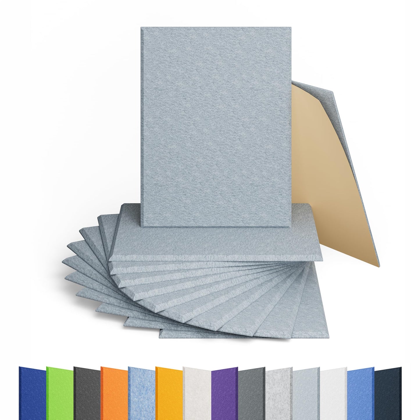 Amantech 12 Pack Acoustic Panels Self Adhesive Sound Proof Foam, High Density Sound Acoustic Panel, 16X12X0.4 Inch 4:3 Rectangle Panels in Home, Office, Reccording Room, Studio, more(Blue Gray)