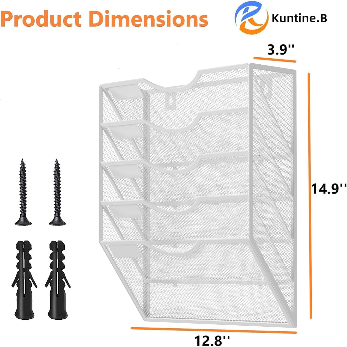 Kuntine.B Wall File Organizer Office (White, 5 Tier)