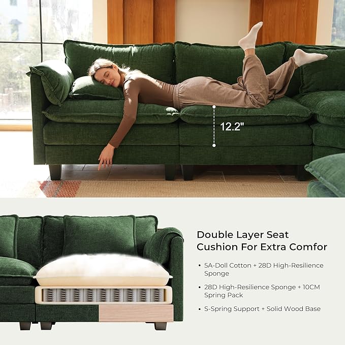 ELUCHANG Oversized 79" Modular Sectional Sofa Bed, Comfy Cloud Couch