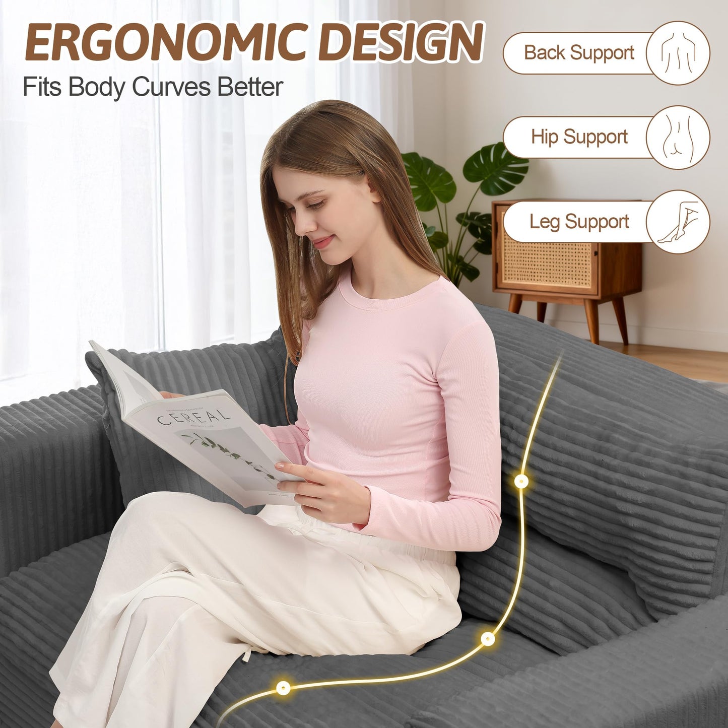 NLDD Convertible Sofa Bed, Fold Out Chair with Pillow, Versatile Floor Couch with Back Support, Portable Chair Bed Comfy Floor Lounge Sofa for Living Room Bedroom Guest Room, Grey
