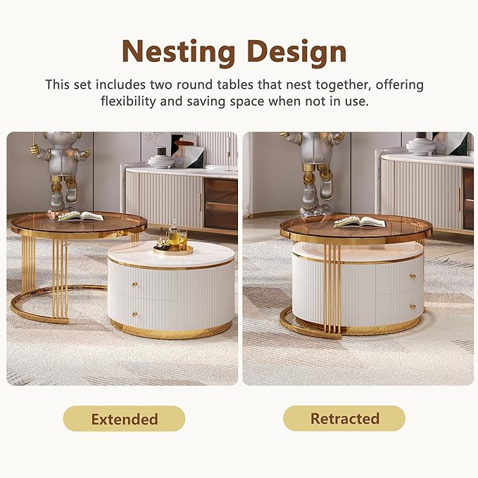 Merax 2-Piece Round Nesting Coffee Table Set