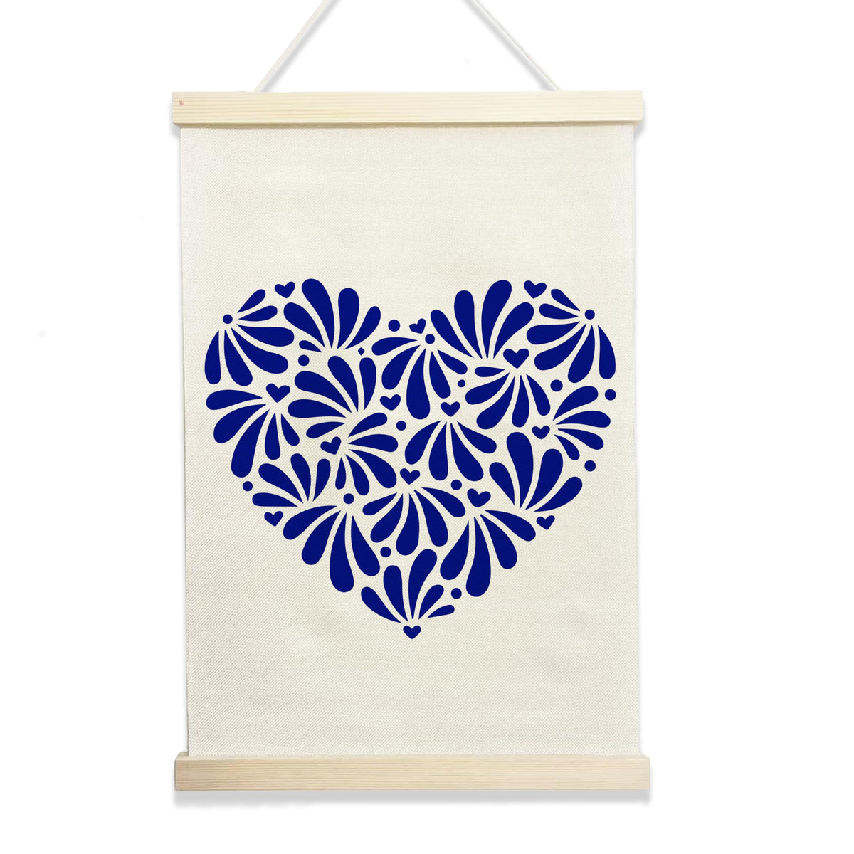 NQDWX Mexican Talavera Tiles Hanging Flag - Ceramic-Inspired Print Wall Decor for Kitchen Patio Spanish Home, 12x17 Inches Canvas Banner with Wood Frame. (083)